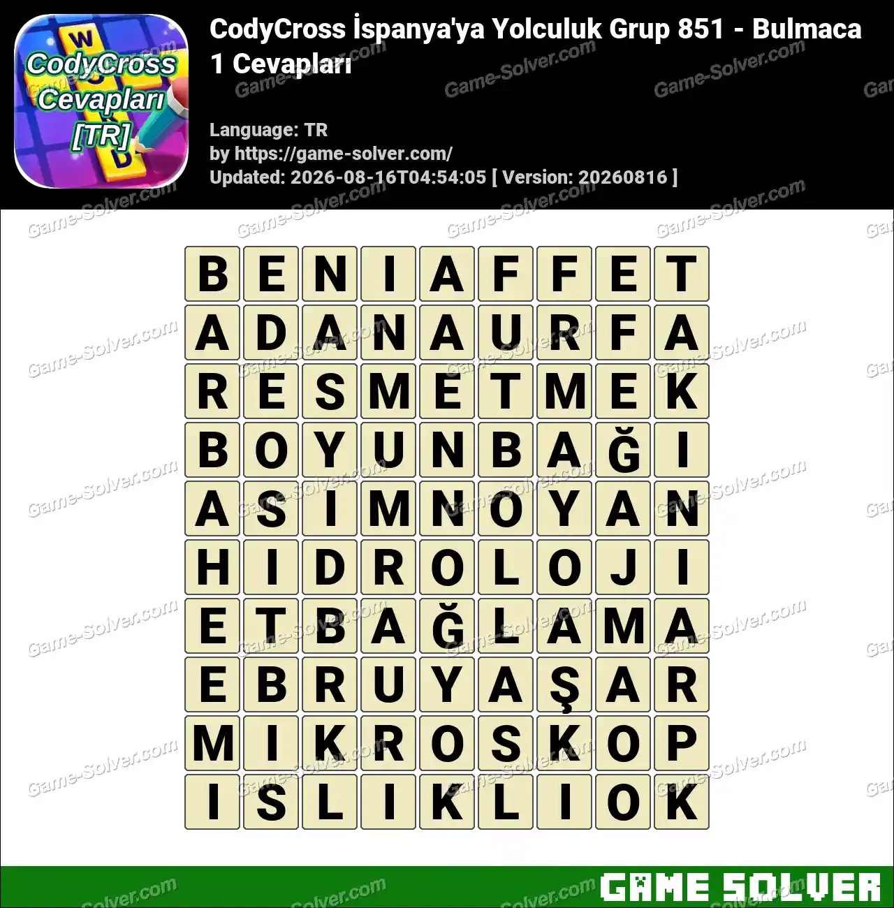 CodyCross İspanya’ya Yolculuk Grup 851 – Bulmaca 1 Cevapları